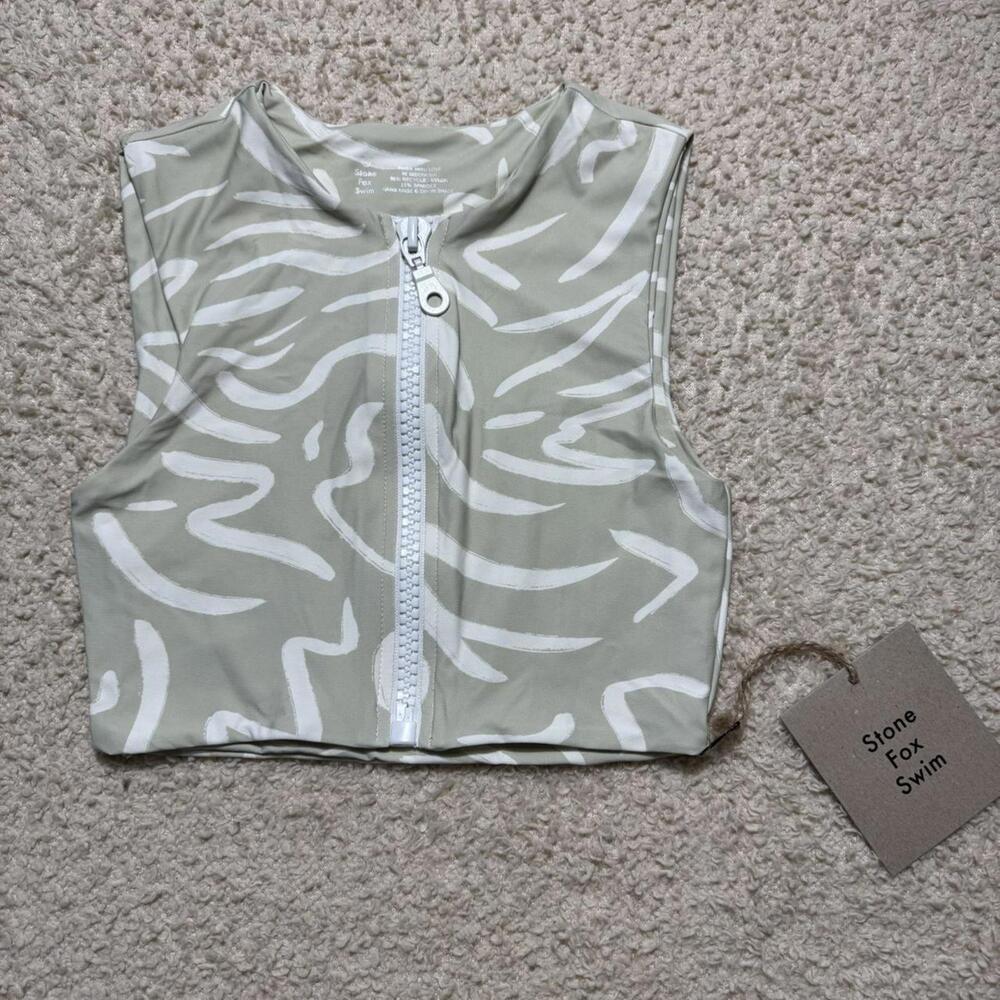 Stone Fox Swim Mase Top in Aloe Lines XS NWT